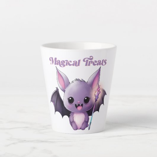 かわいいこうもりと魔法のおすすめ カフェラテマグ (正面)