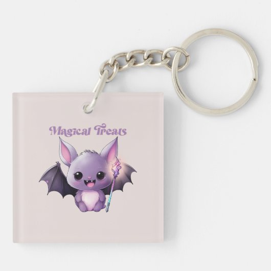 かわいいこうもりと魔法のおすすめ キーホルダー (裏面)