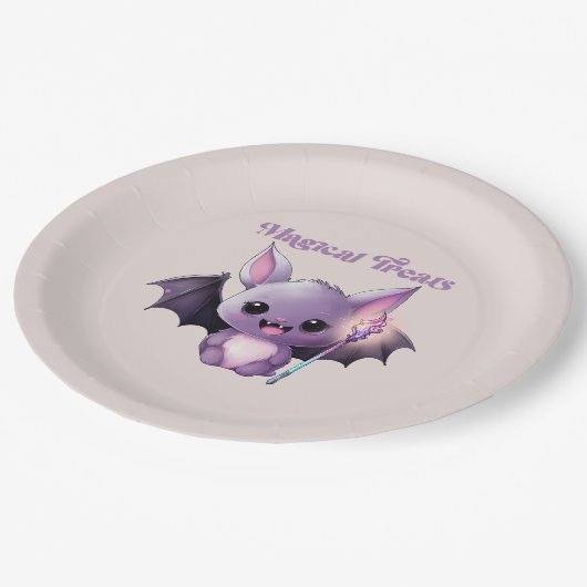 かわいいこうもりと魔法のおすすめ ペーパープレート (アングル)