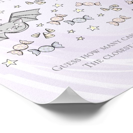 かわいいこうもりはキャンディーの数を推測する赤ちゃんシャワーゲーム ポスター (角)