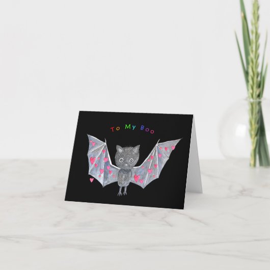 かわいいこうもりへブーブラブバレンタイン カード (正面)