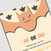 かわいいこうもりオレンジ彼または彼女ハロウィンジェンダーが明かす 招待状