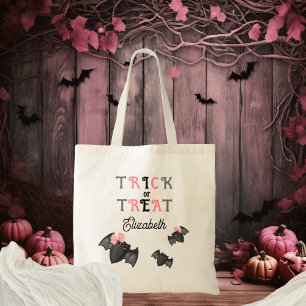 かわいいこうもりコケット弓トリックまたはトリートハロウィーン トートバッグ