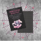 かわいいこうもりハロウィンバースデーパーティー 招待状