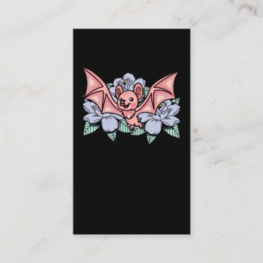 かわいいこうもりパステルゴシックフラワーズ 名刺 (正面)