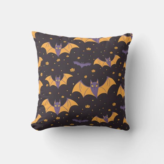 かわいいこうもりパターン クッション (正面)