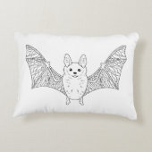 かわいいこうもりラインアートハロウィンアート アクセントクッション (裏面)