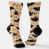 かわいいこうもりレトロハロウィンパターンソックス ソックス (傾斜あり)