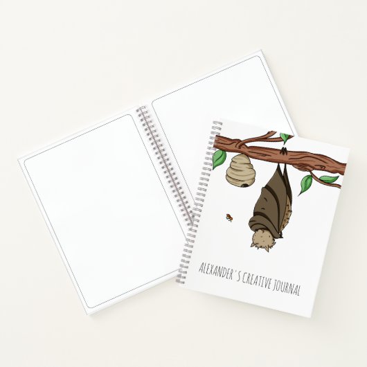 かわいいこうもり眠るキッズアートスケッチブック ノートブック (内部)