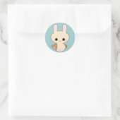 かわいいこけしバニーステッカー ラウンドシール (バッグ)