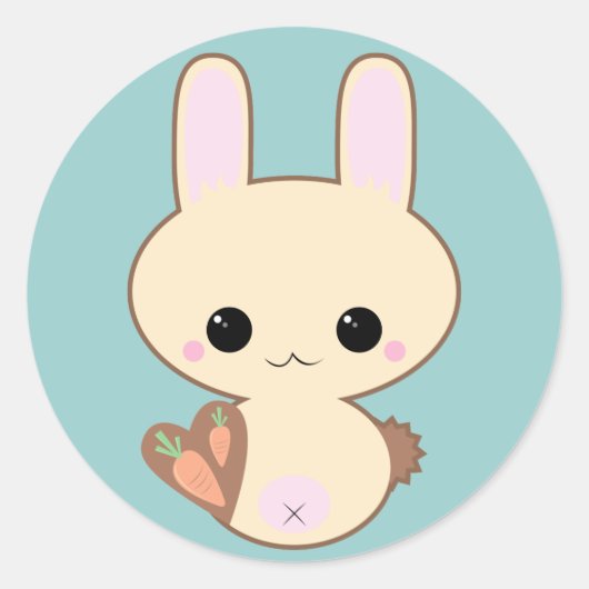 かわいいこけしバニーステッカー ラウンドシール (正面)