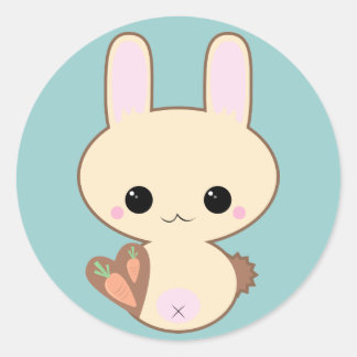 かわいいこけしバニーステッカー ラウンドシール