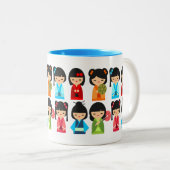 かわいいこけし日本の人形 ツートーンマグカップ (正面右)