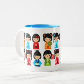 かわいいこけし日本の人形 ツートーンマグカップ (正面左)