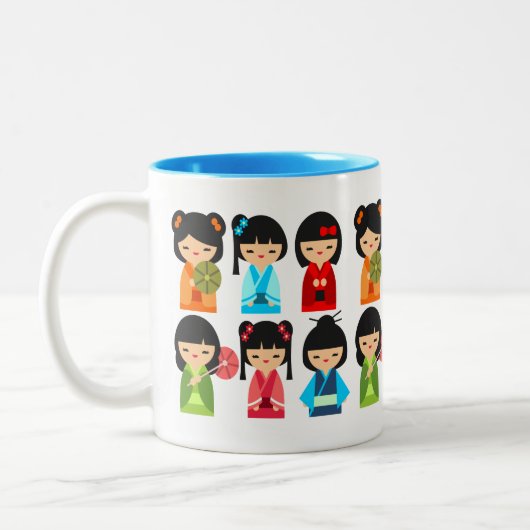 かわいいこけし日本の人形 ツートーンマグカップ (左)
