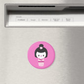 かわいいこけし – ピンクマグネット マグネット (インサイチュ (食洗機))