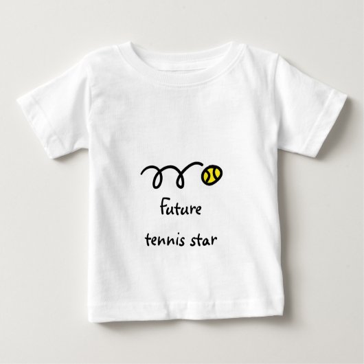かわいいことわざを用いるテニスのTシャツ-未来の星をからかいます ベビーTシャツ (正面)