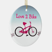 かわいいことわざ付きピンク自転車 セラミックオーナメント (右)