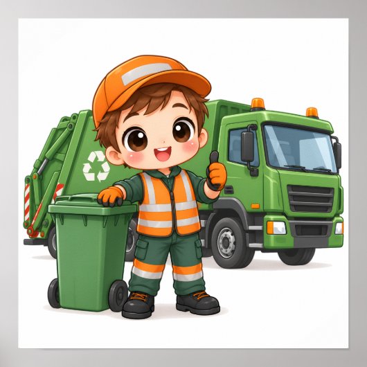 かわいいごみ収集車の運転手 ポスター (正面)