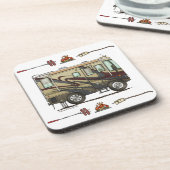 かわいいご機嫌な人大きいRVのコーチMotorhome (あずき色) コースター (左側)
