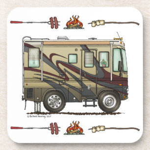 かわいいご機嫌な人大きいRVのコーチMotorhome (あずき色) コースター
