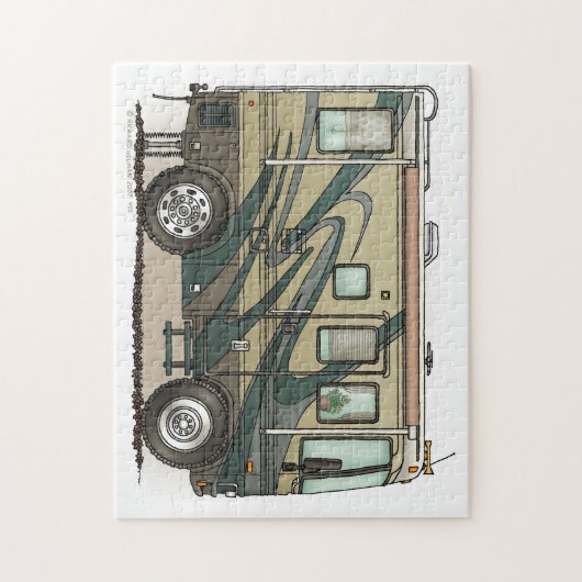 かわいいご機嫌な人大きいRVのコーチMotorhome ジグソーパズル (縦)