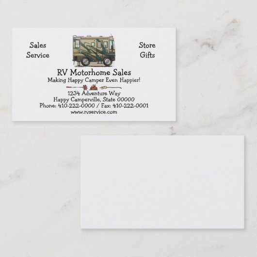 かわいいご機嫌な人大きいRVのコーチMotorhome 名刺 (正面/裏面)