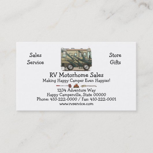 かわいいご機嫌な人大きいRVのコーチMotorhome 名刺 (正面)