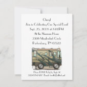 かわいいご機嫌な人大きいRVのコーチMotorhome 招待状 (裏面)