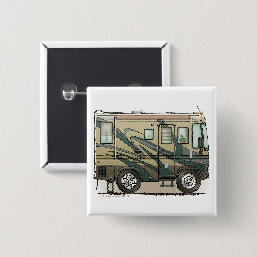 かわいいご機嫌な人大きいRVのコーチMotorhome 缶バッジ (正面&裏面)