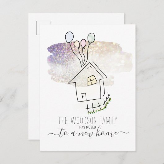 かわいいご自宅の転居住所 案内ポストカード (正面/裏面)