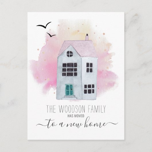 かわいいご自宅の転居届け 案内ポストカード (正面)