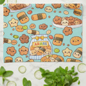 かわいいさくらあられかき餅 キッチンタオル (折り畳み)