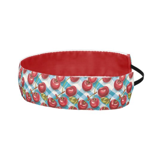 かわいいさくらんぼと青い格子柄 アスレチックヘッドバンド (右)
