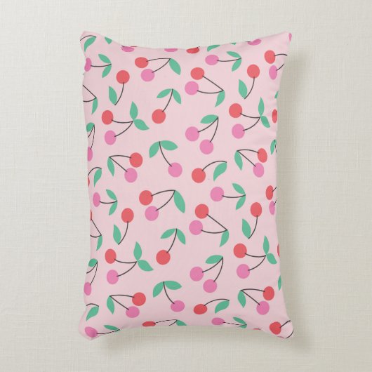かわいいさくらんぼのシームレスなパターンデザイン。ヴィンテージ アクセントクッション (正面(垂直))
