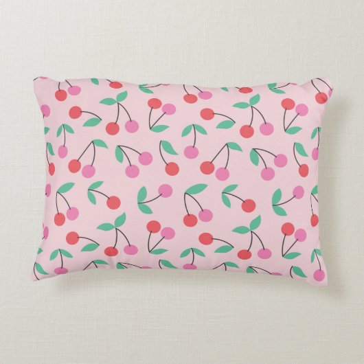 かわいいさくらんぼのシームレスなパターンデザイン。ヴィンテージ アクセントクッション (裏面)