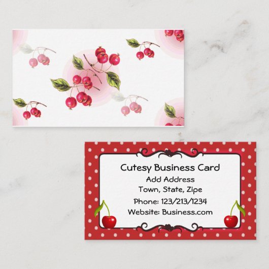 かわいいさくらんぼのテーマの名刺 名刺 (正面/裏面)