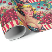 かわいいさくらんぼのピンアップ ラッピングペーパー (ロールコーナー)