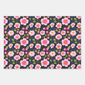 かわいいさくらんぼの花赤、青、黄色 ラッピングペーパーシート (正面2)