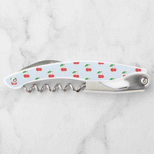 かわいいさくらんぼの茎オンライトブルーモノグラム ソムリエナイフ (裏面)