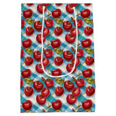 かわいいさくらんぼをテーマにした模様誕生日 ミディアムペーパーバッグ (裏面)