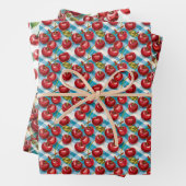 かわいいさくらんぼをテーマにした模様誕生日 ラッピングペーパーシート (インサイチュ)