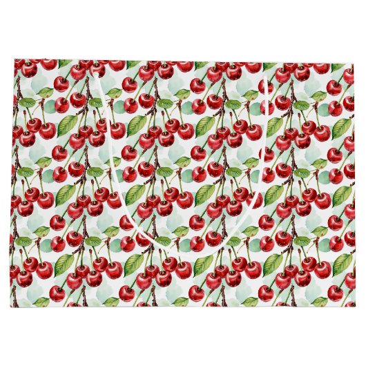 かわいいさくらんぼをテーマにした模様誕生日 ラージペーパーバッグ (裏面)