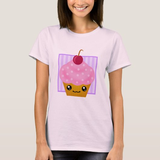 かわいいさくらんぼカップケーキアパレル Tシャツ (正面)