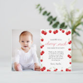 かわいいさくらんぼガールベリーの最初の誕生日パーティーの写真 サンキューカード (スタンド正面)