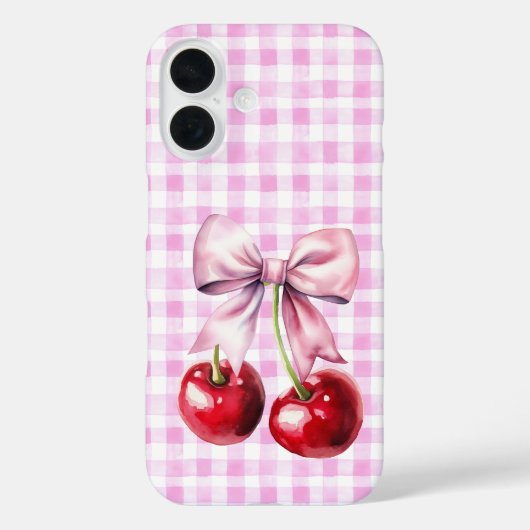 かわいいさくらんぼコケットボウピンクギンガム Case-Mate iPhoneケース (裏面)