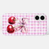 かわいいさくらんぼコケットボウピンクギンガム Case-Mate iPhoneケース (裏面 (横))