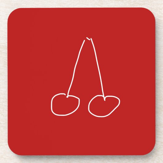 かわいいさくらんぼシンプルミニマル コースター (正面)