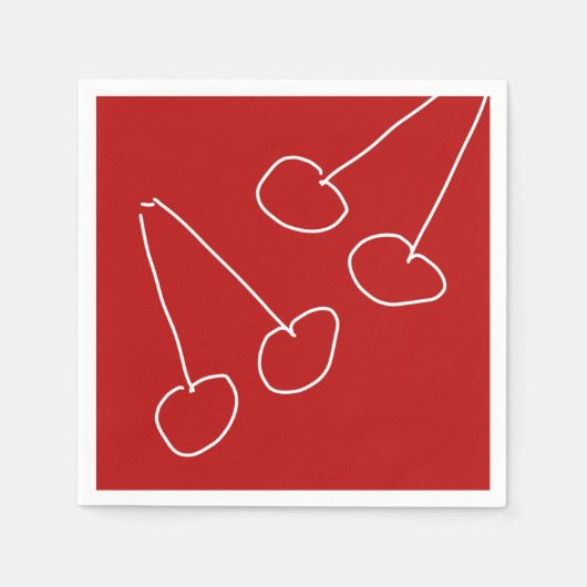 かわいいさくらんぼシンプルミニマル スタンダードカクテルナプキン (正面)