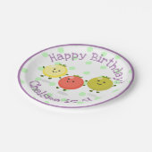 かわいいさくらんぼトマトフレンズ漫画イラストレーション ペーパープレート (アングル)